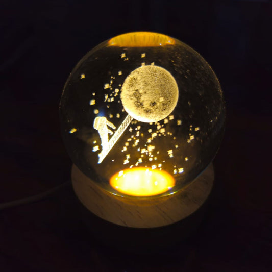 3D Crystal Ball Astronaut Night Lamp on closeup