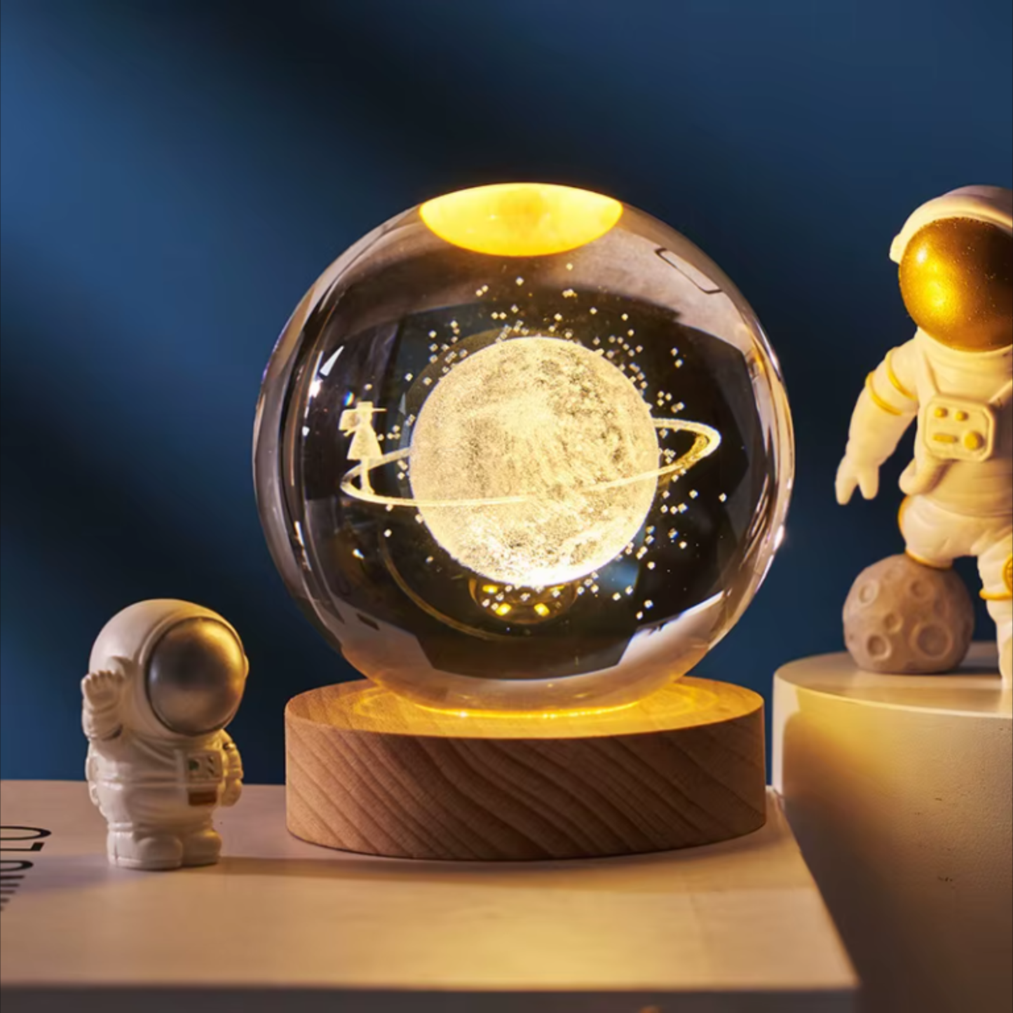 3D Crystal Ball Moon Girl Night Lamp