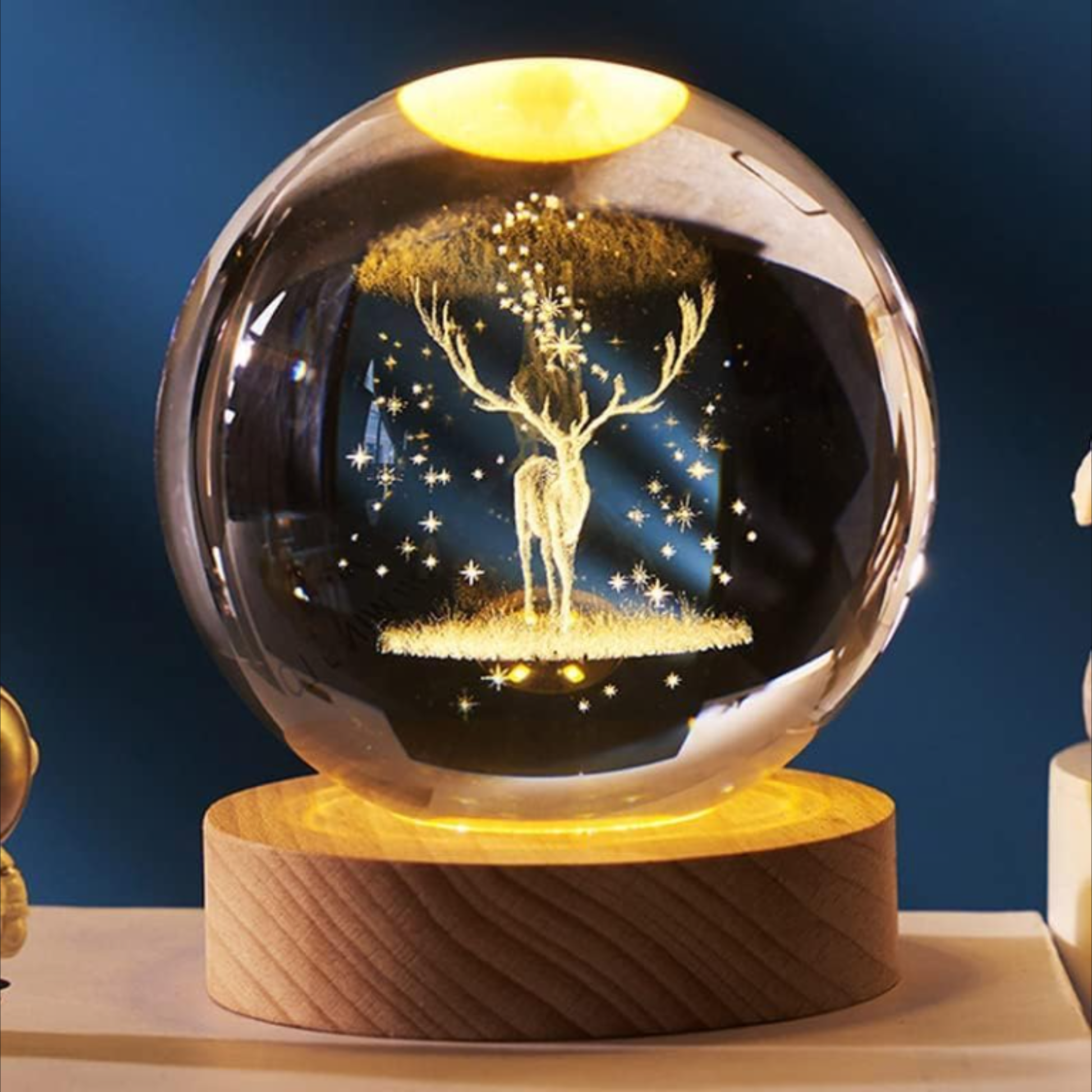 3D Crystal Ball Moose Night Lamp