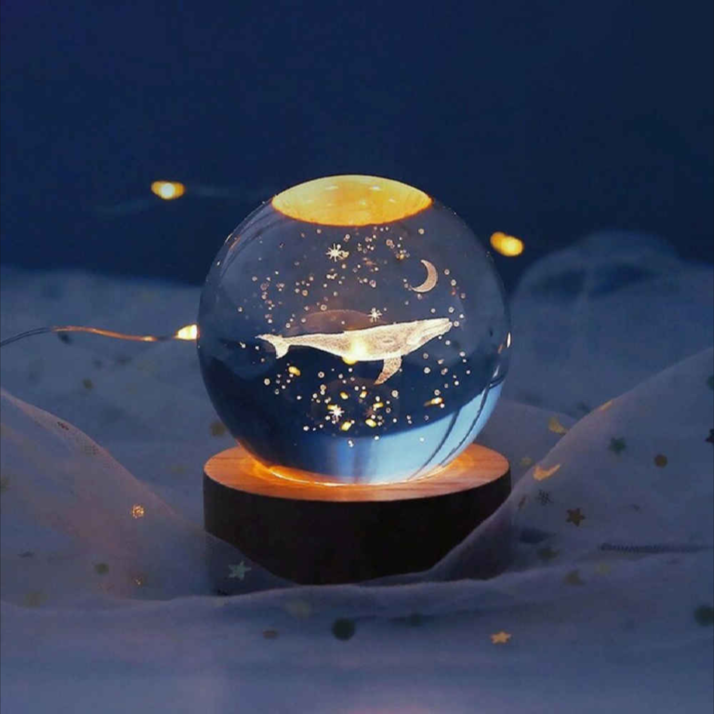 3D Crystal Ball Whale Night Lamp