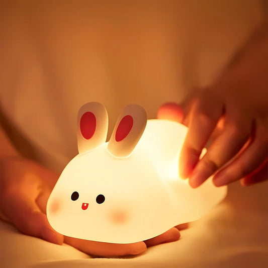Big Face Rabbit Silicone Night Lamp in hands
